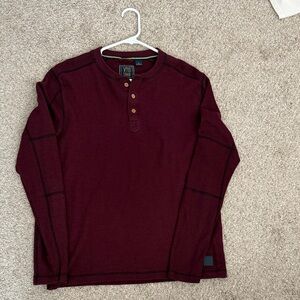 Men’s Burgundy Henley Long-Sleeve Shirt